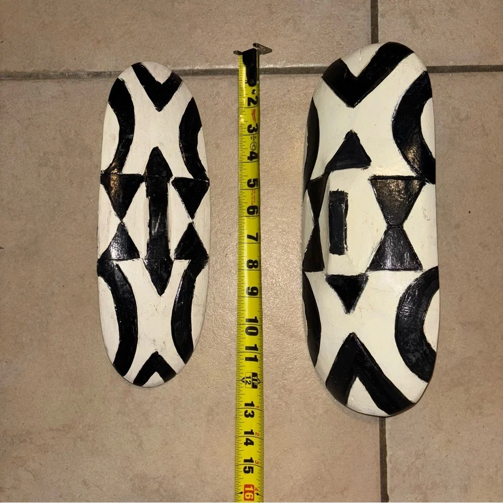 6 African Tutsi Tribe Inspired Painted Wood Shields Tribal Wall Art Geometric